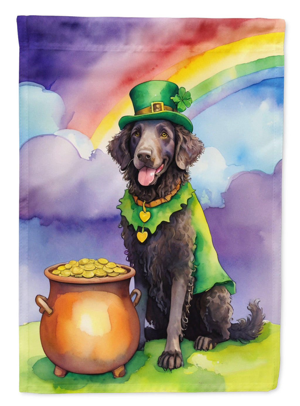 Curly-Coated Retriever St Patrick's Day Garden Flag Mailbox Decorative Yard Banner Outside Patio Artwork for Flower Beds, Garden Size, Multicolor