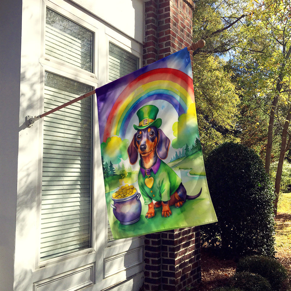 Dachshund St Patrick's Day House Flag 28x40 Porch Sleeve Pole Decorative Outside Yard Banner Artwork Wall Hanging, Polyester