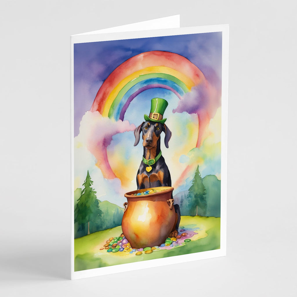 Doberman Pinscher St Patrick's Day Greeting Cards Pack of 8 Blank Cards with Envelopes Whimsical A7 Size 5x7