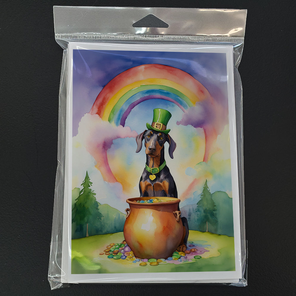Doberman Pinscher St Patrick's Day Greeting Cards Pack of 8 Blank Cards with Envelopes Whimsical A7 Size 5x7