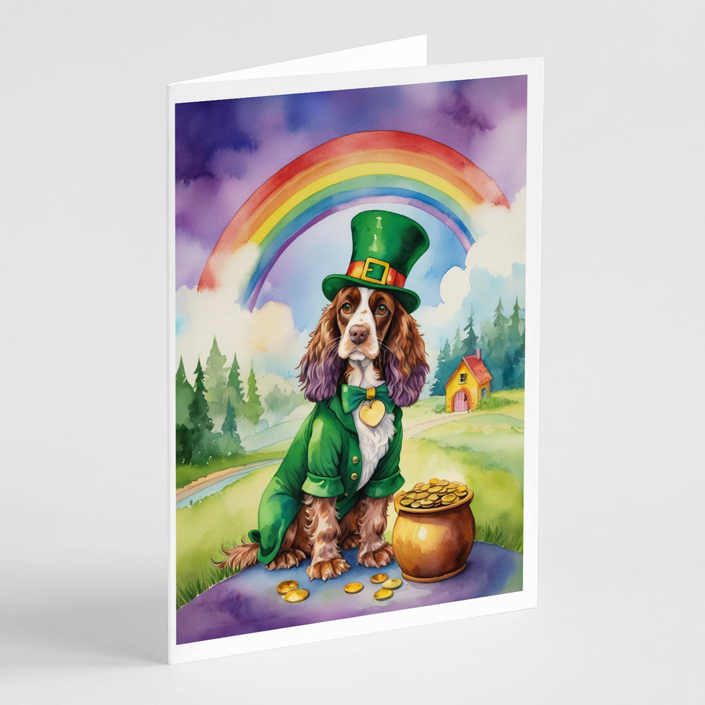 English Cocker Spaniel St Patrick's Day Greeting Cards Pack of 8 Blank Cards with Envelopes Whimsical A7 Size 5x7