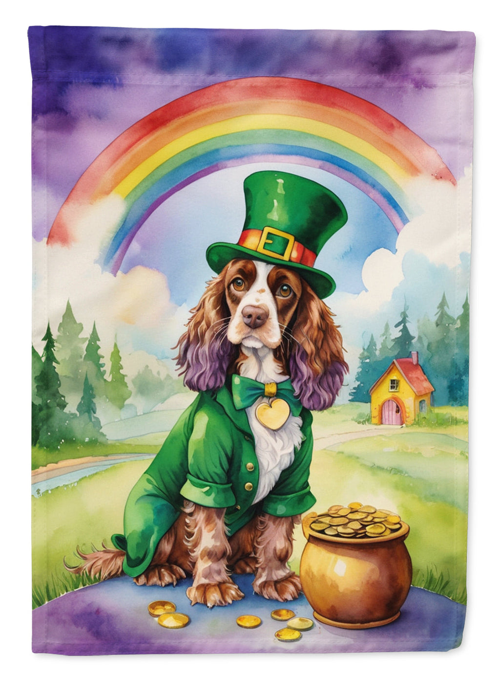 English Cocker Spaniel St Patrick's Day Garden Flag Mailbox Decorative Yard Banner Outside Patio Artwork for Flower Beds, Garden Size, Multicolor