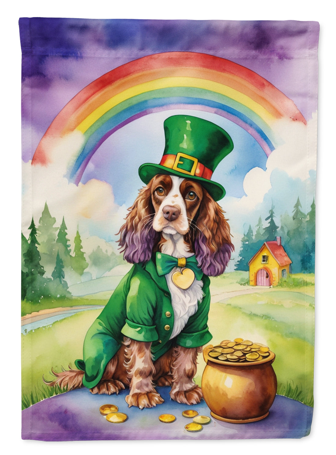 English Cocker Spaniel St Patrick's Day Garden Flag Mailbox Decorative Yard Banner Outside Patio Artwork for Flower Beds, Garden Size, Multicolor