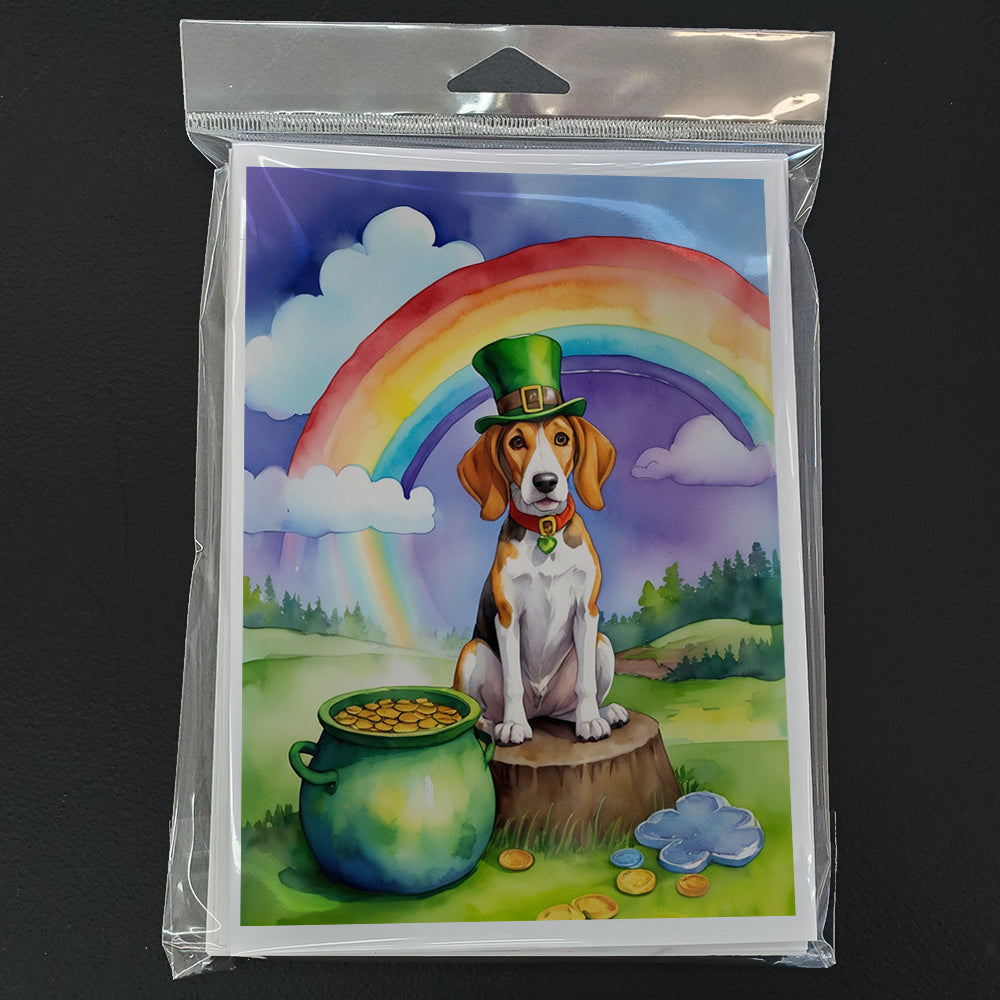 English Foxhound St Patrick's Day Greeting Cards Pack of 8 Blank Cards with Envelopes Whimsical A7 Size 5x7