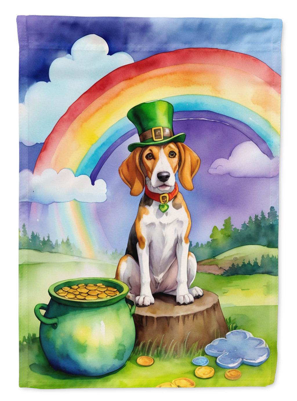 English Foxhound St Patrick's Day Garden Flag Mailbox Decorative Yard Banner Outside Patio Artwork for Flower Beds, Garden Size, Multicolor