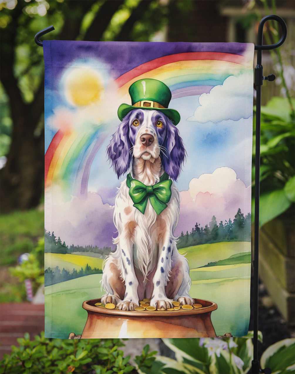 English Setter St Patrick's Day Garden Flag Mailbox Decorative Yard Banner Outside Patio Artwork for Flower Beds, Garden Size, Multicolor