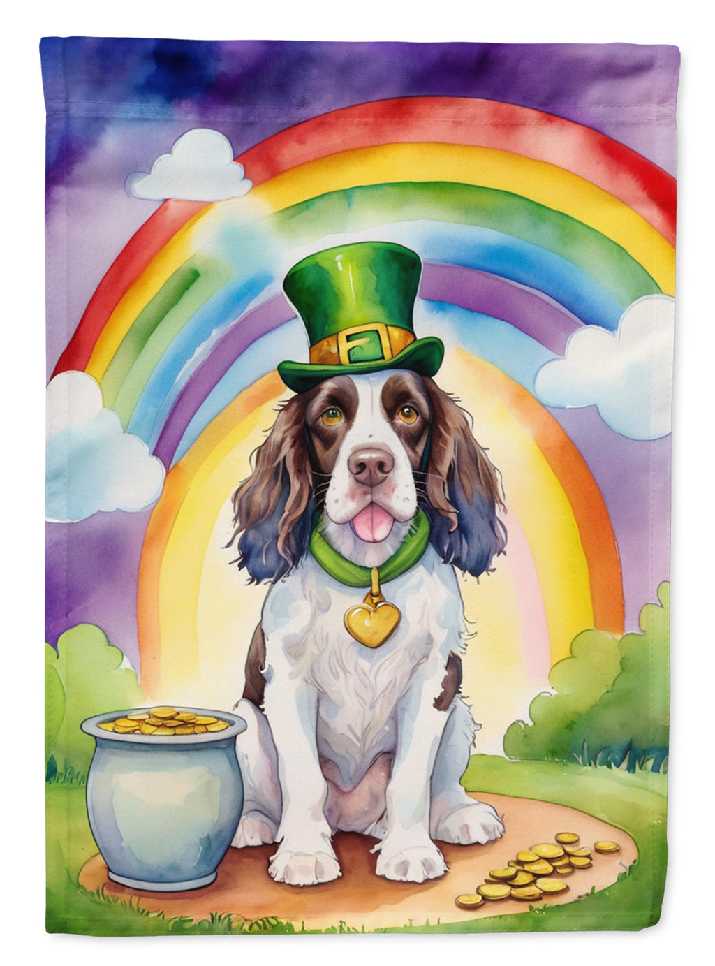 English Springer Spaniel St Patrick's Day Garden Flag Mailbox Decorative Yard Banner Outside Patio Artwork for Flower Beds, Garden Size, Multicolor