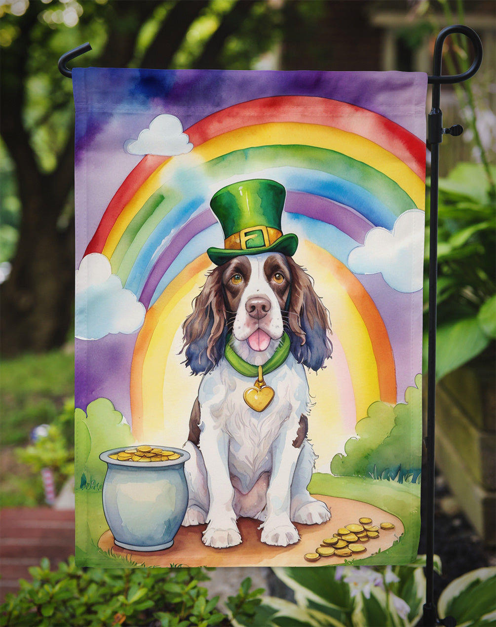 English Springer Spaniel St Patrick's Day Garden Flag Mailbox Decorative Yard Banner Outside Patio Artwork for Flower Beds, Garden Size, Multicolor