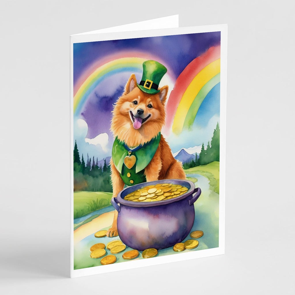 Finnish Spitz St Patrick's Day Greeting Cards Pack of 8 Blank Cards with Envelopes Whimsical A7 Size 5x7