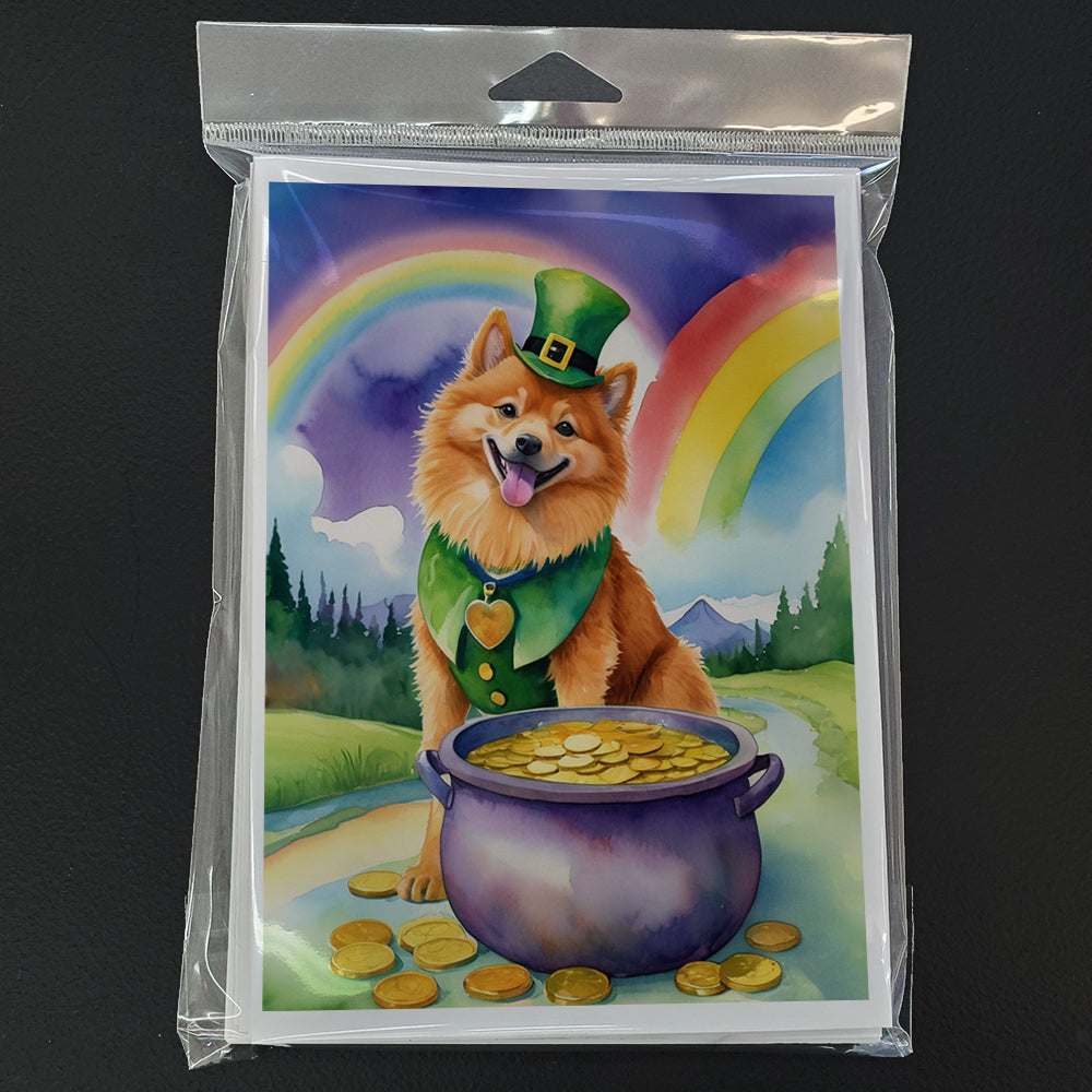 Finnish Spitz St Patrick's Day Greeting Cards Pack of 8 Blank Cards with Envelopes Whimsical A7 Size 5x7