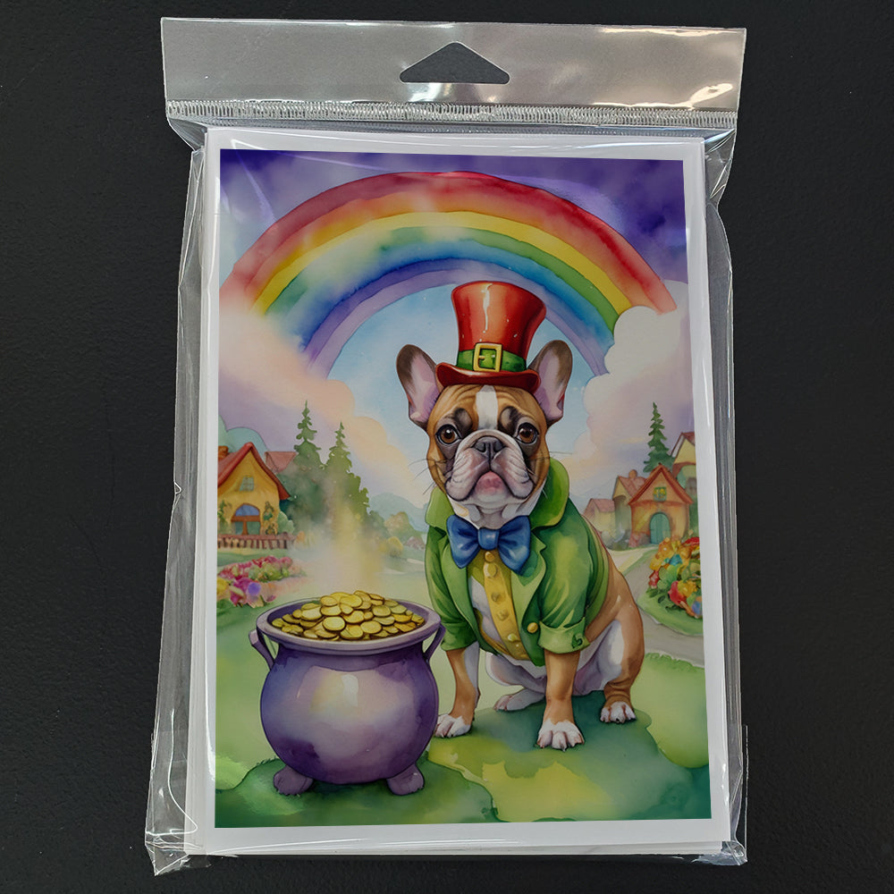 French Bulldog St Patrick's Day Greeting Cards Pack of 8 Blank Cards with Envelopes Whimsical A7 Size 5x7