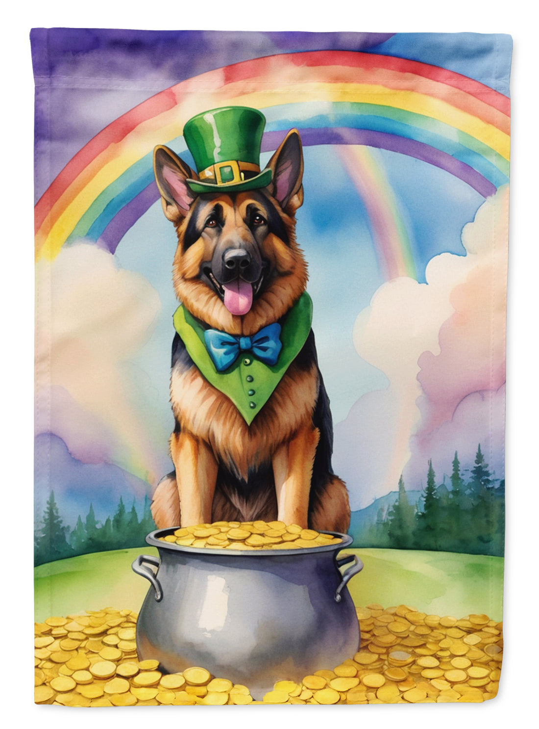 German Shepherd St Patrick's Day House Flag 28x40 Porch Sleeve Pole Decorative Outside Yard Banner Artwork Wall Hanging, Polyester