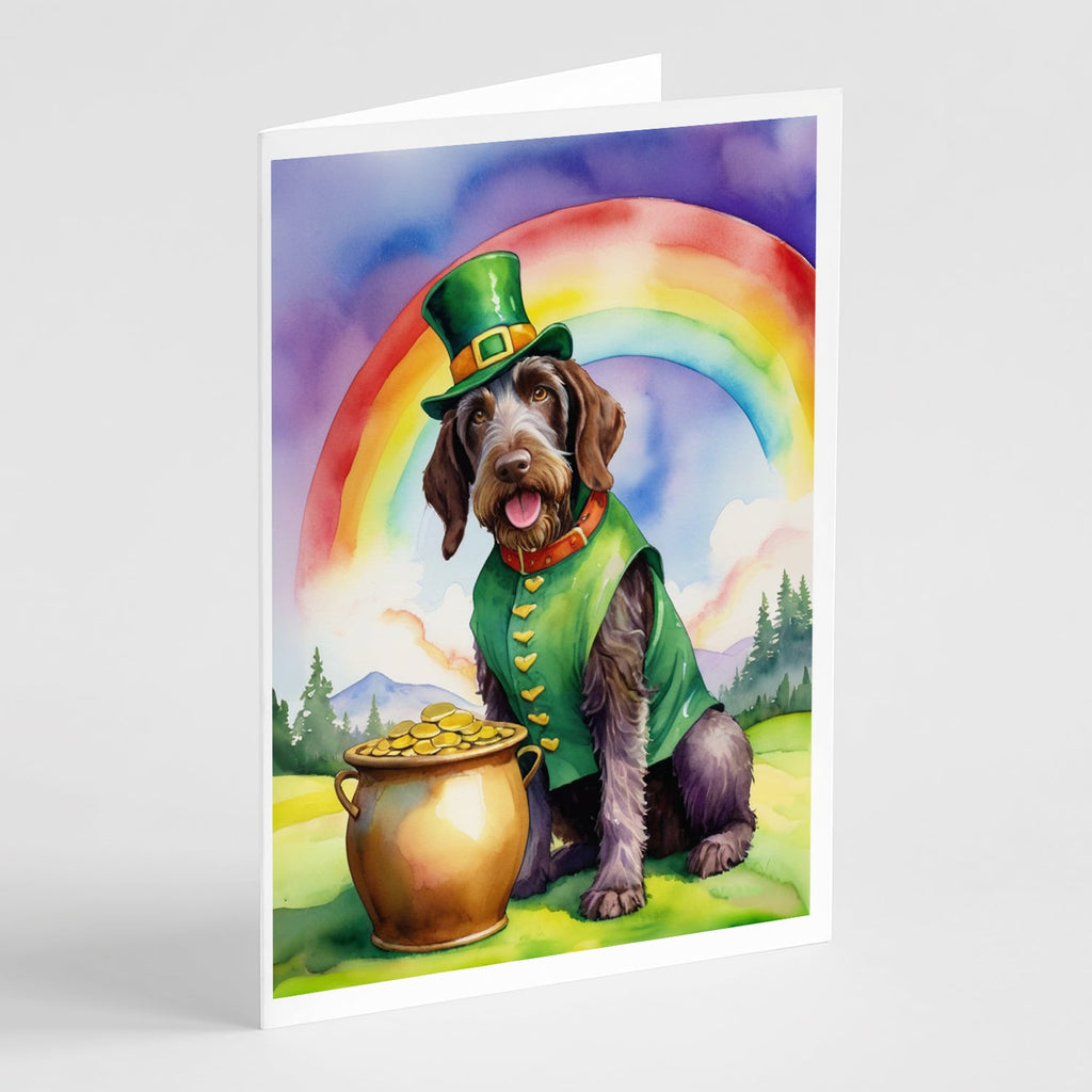 German Wirehaired Pointer St Patrick's Day Greeting Cards Pack of 8 Blank Cards with Envelopes Whimsical A7 Size 5x7
