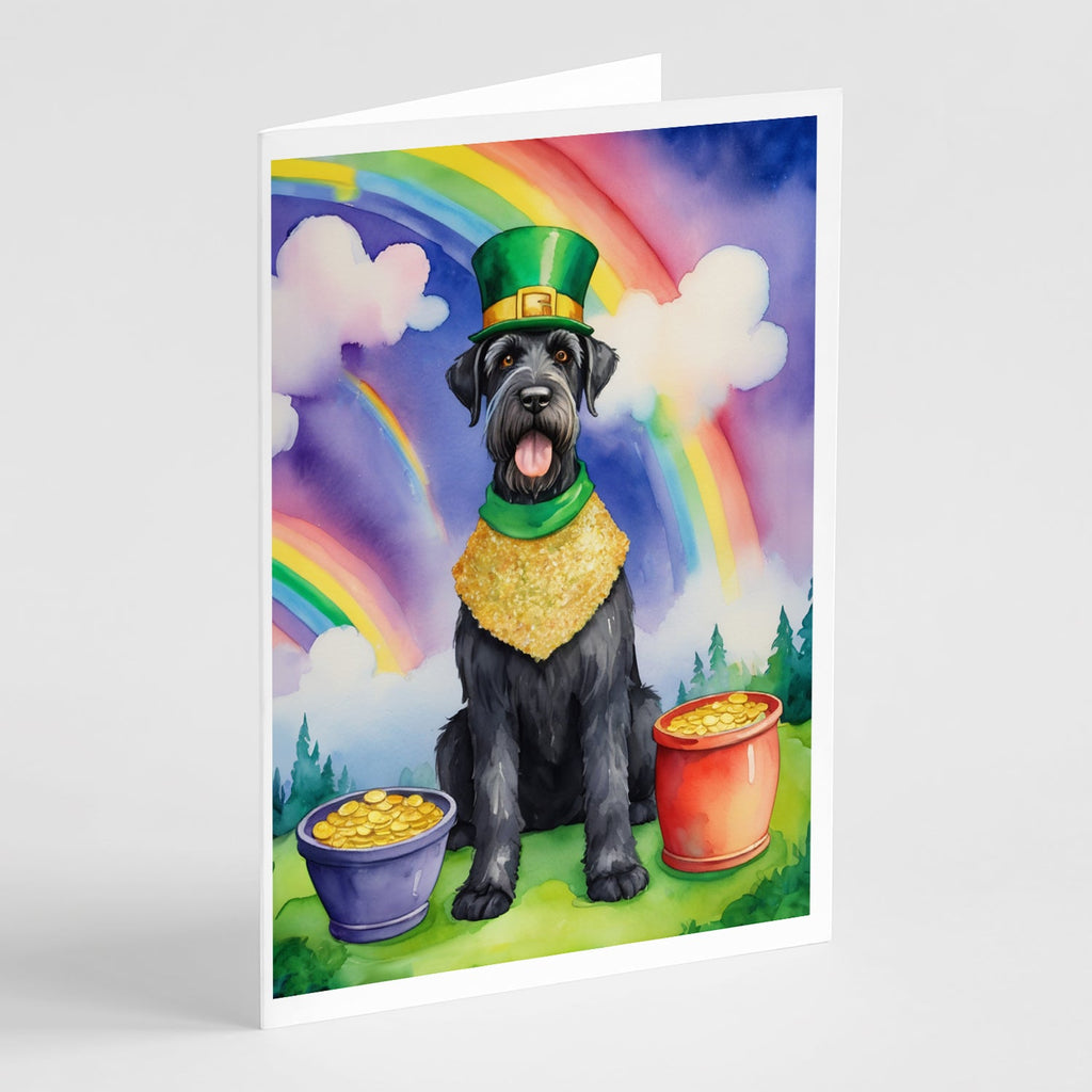 Giant Schnauzer St Patrick's Day Greeting Cards Pack of 8 Blank Cards with Envelopes Whimsical A7 Size 5x7