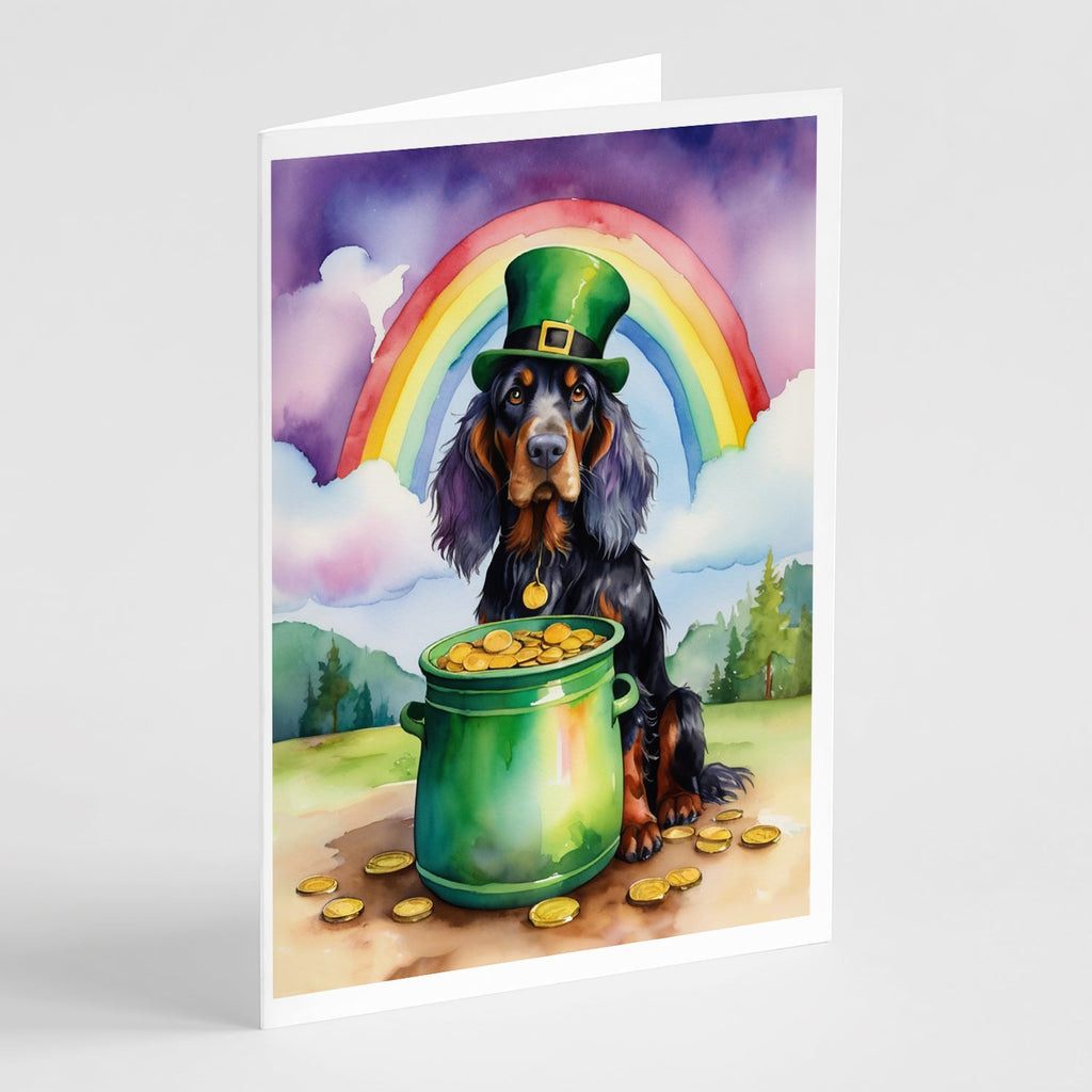 Gordon Setter St Patrick's Day Greeting Cards Pack of 8 Blank Cards with Envelopes Whimsical A7 Size 5x7
