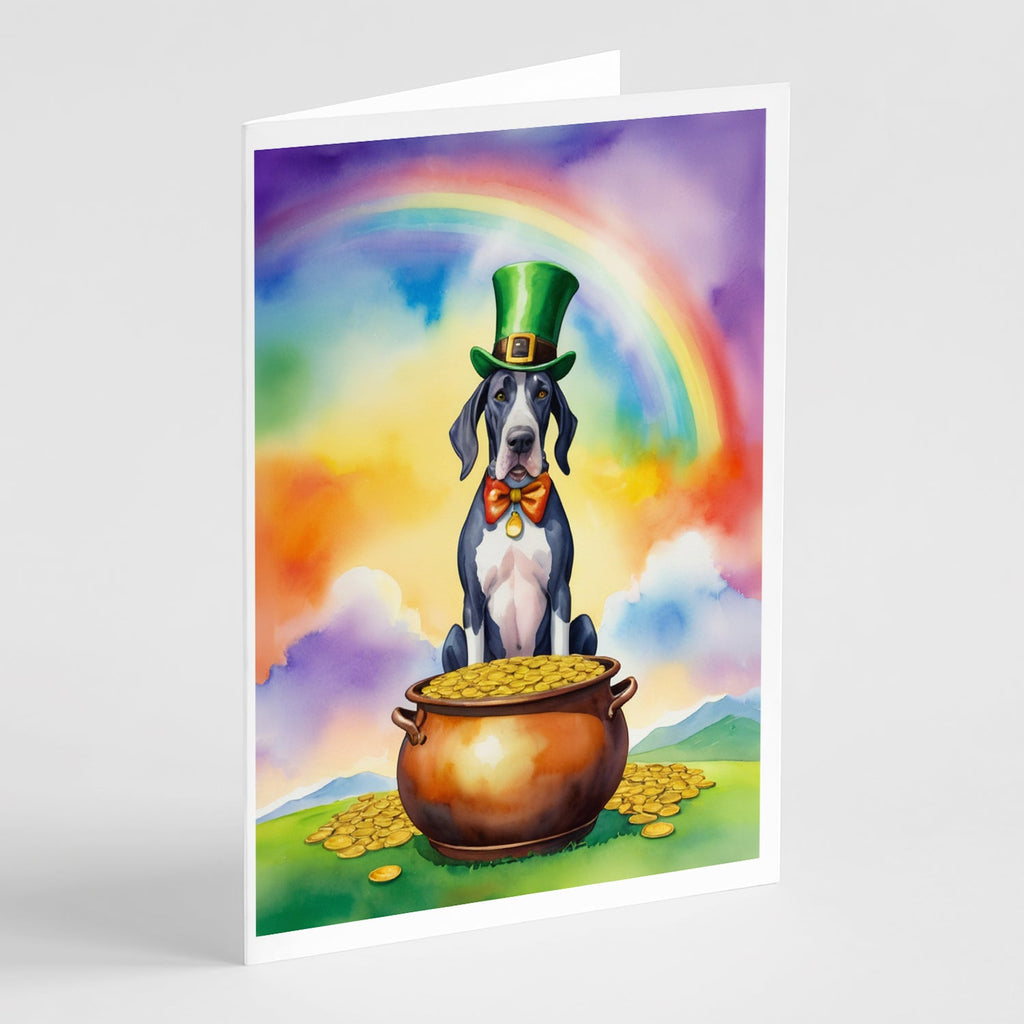 Great Dane St Patrick's Day Greeting Cards Pack of 8 Blank Cards with Envelopes Whimsical A7 Size 5x7