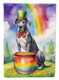 Great Dane St Patrick's Day House Flag 28x40 Porch Sleeve Pole Decorative Outside Yard Banner Artwork Wall Hanging, Polyester