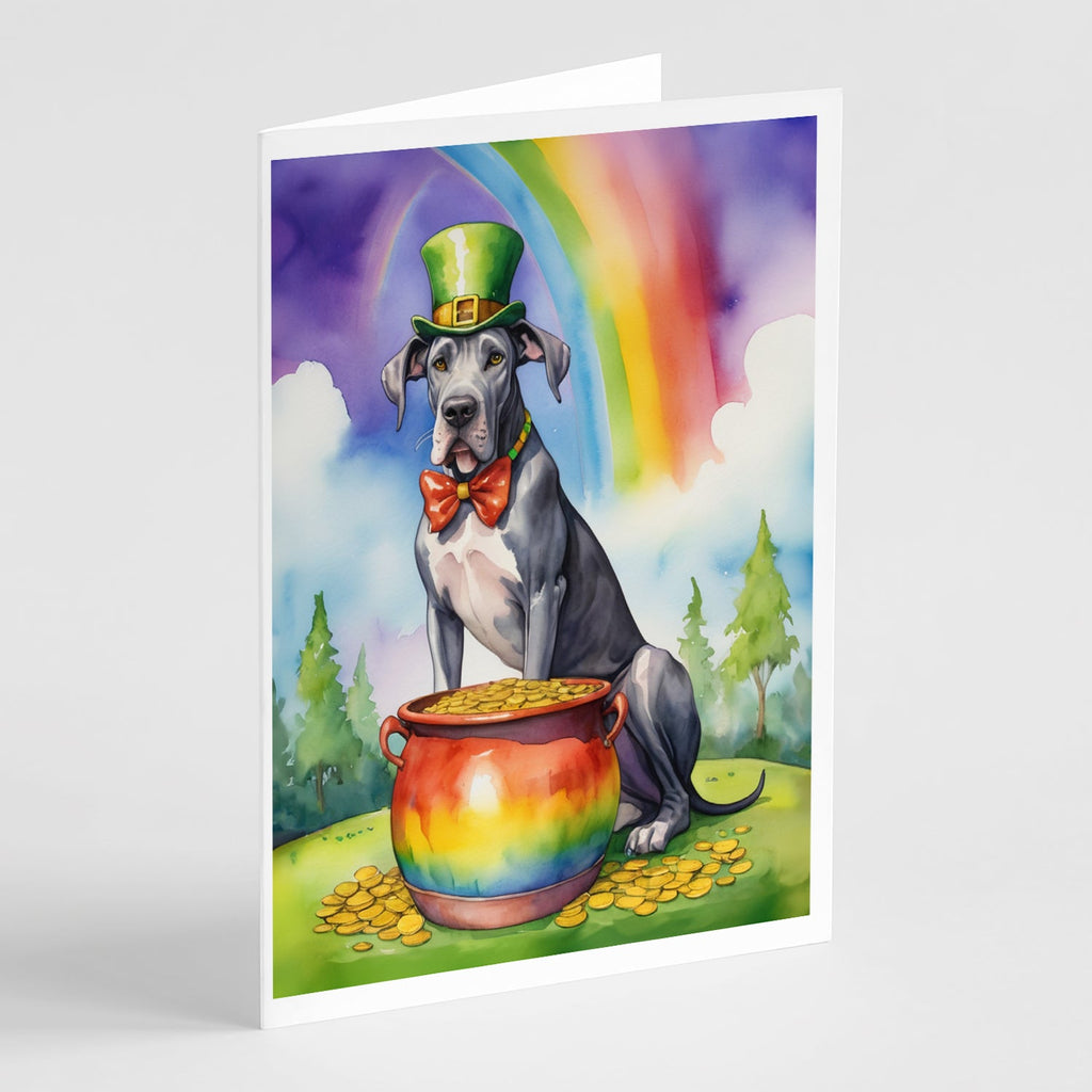 Great Dane St Patrick's Day Greeting Cards Pack of 8 Blank Cards with Envelopes Whimsical A7 Size 5x7