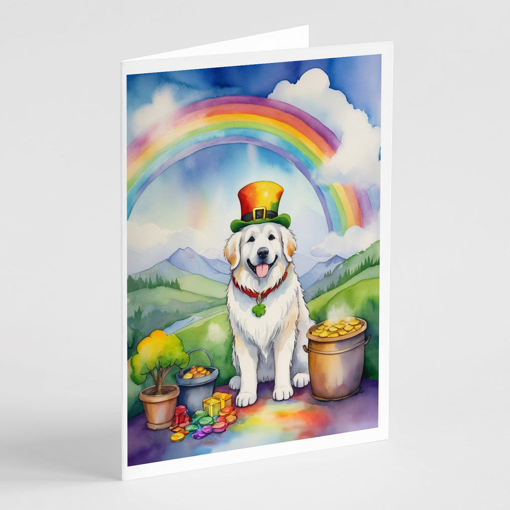 Great Pyrenees St Patrick's Day Greeting Cards Pack of 8 Blank Cards with Envelopes Whimsical A7 Size 5x7