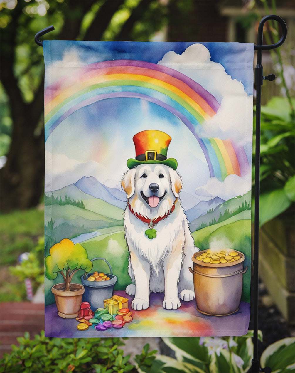 Great Pyrenees St Patrick's Day Garden Flag Mailbox Decorative Yard Banner Outside Patio Artwork for Flower Beds, Garden Size, Multicolor