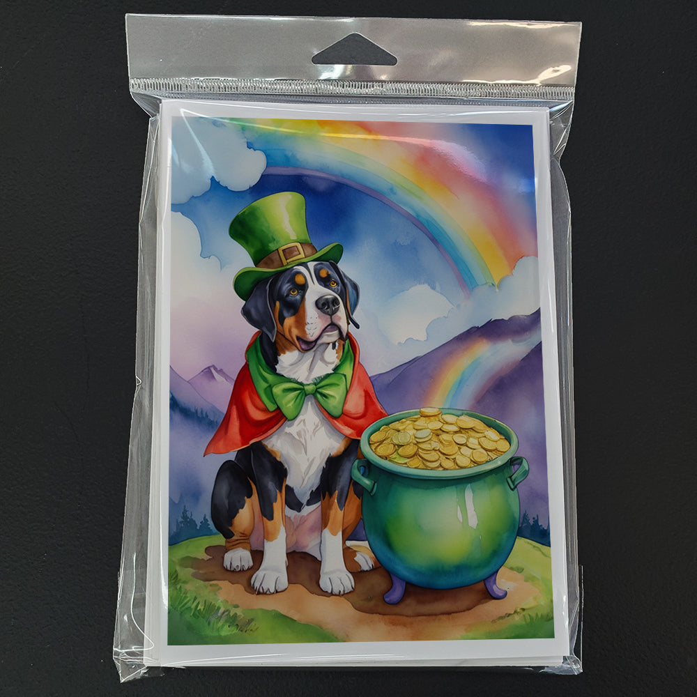 Greater Swiss Mountain Dog St Patrick's Day Greeting Cards Pack of 8 Blank Cards with Envelopes Whimsical A7 Size 5x7