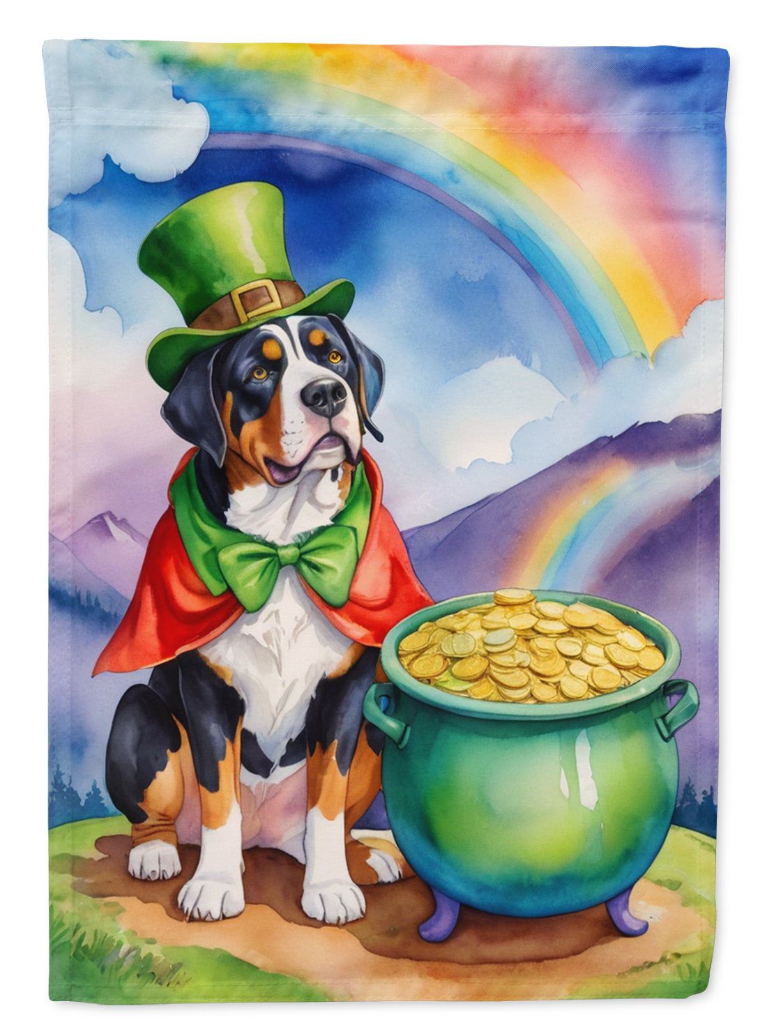 Greater Swiss Mountain Dog St Patrick's Day Garden Flag Mailbox Decorative Yard Banner Outside Patio Artwork for Flower Beds, Garden Size, Multicolor