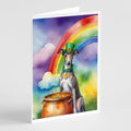 Greyhound St Patrick's Day Greeting Cards Pack of 8 Blank Cards with Envelopes Whimsical A7 Size 5x7