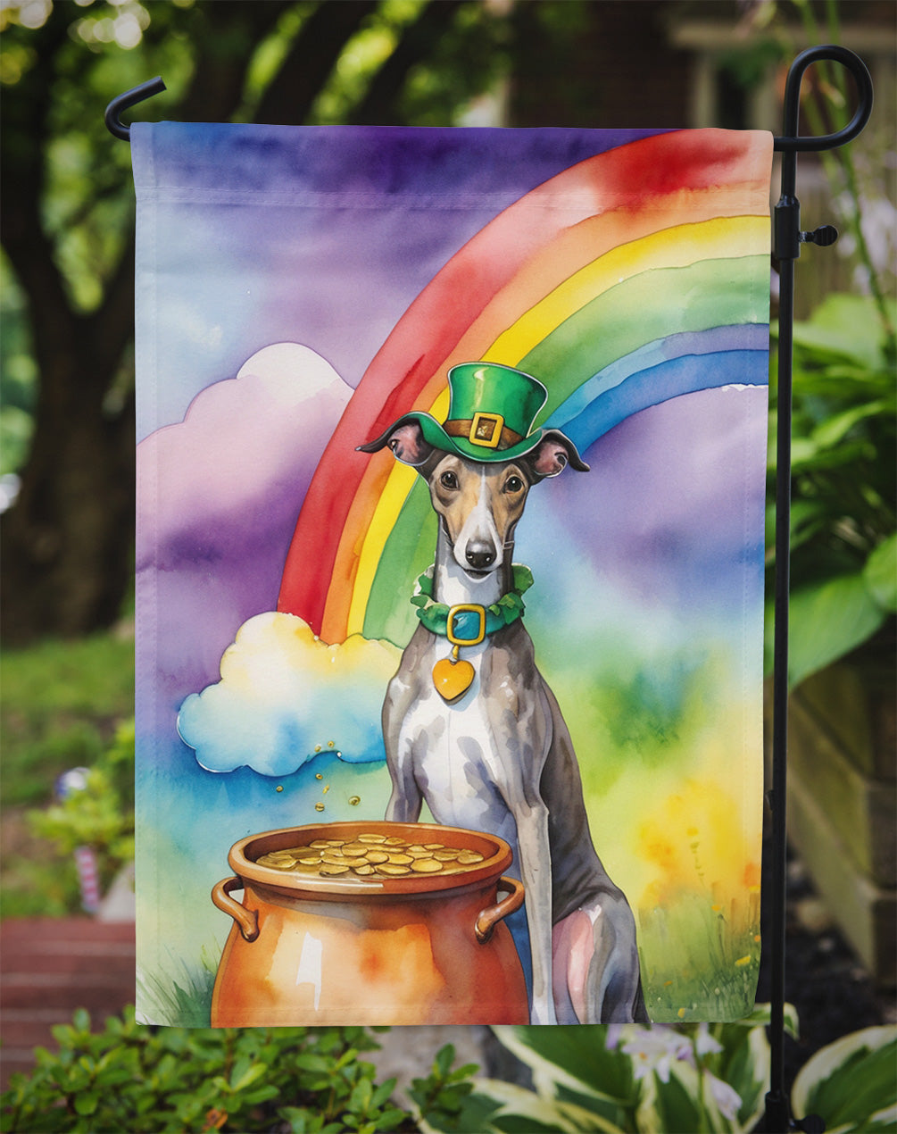 Greyhound St Patrick's Day Garden Flag Mailbox Decorative Yard Banner Outside Patio Artwork for Flower Beds, Garden Size, Multicolor