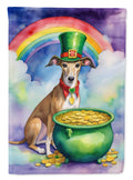 Greyhound St Patrick's Day House Flag 28x40 Porch Sleeve Pole Decorative Outside Yard Banner Artwork Wall Hanging, Polyester