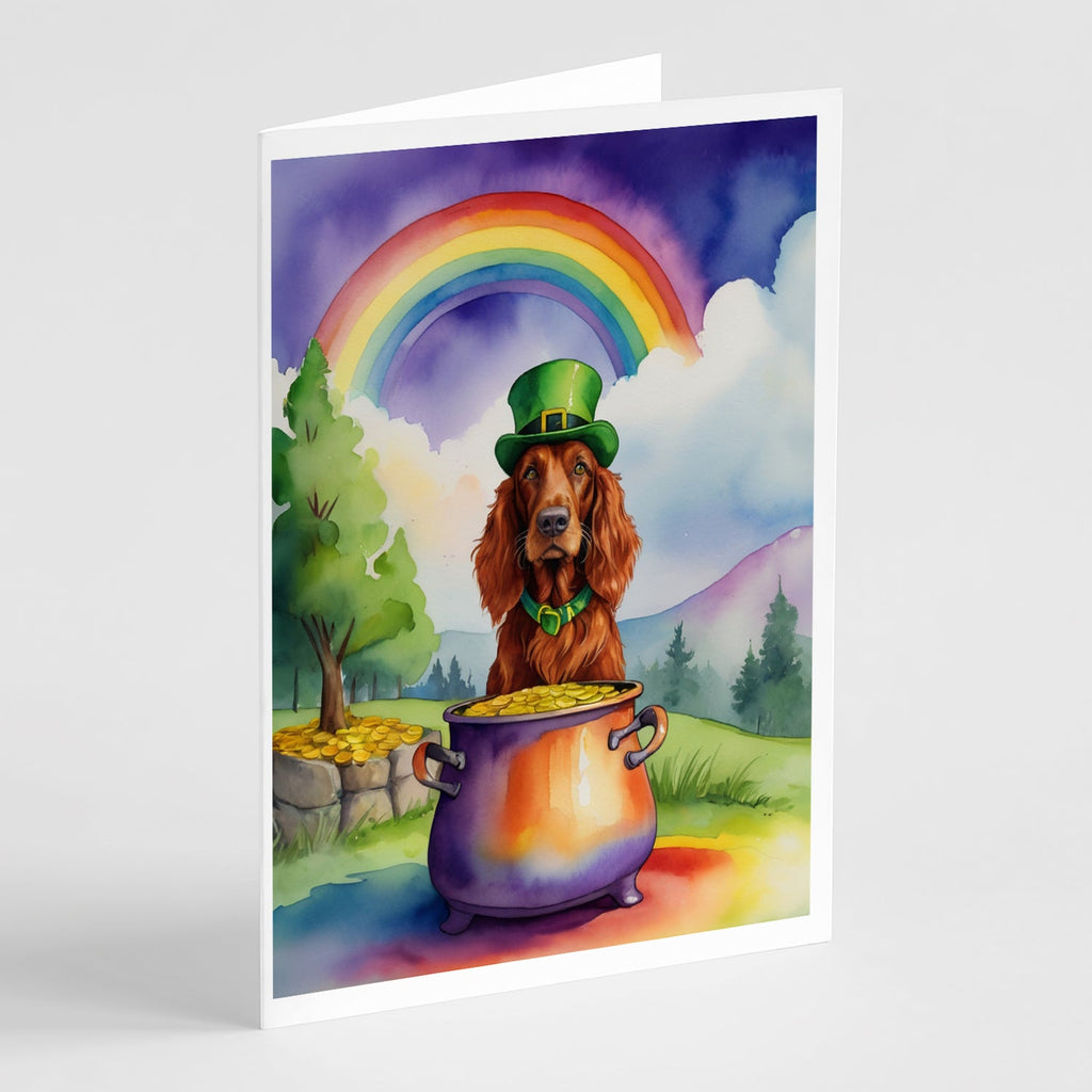 Irish Setter St Patrick's Day Greeting Cards Pack of 8 Blank Cards with Envelopes Whimsical A7 Size 5x7