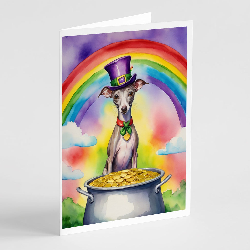 Italian Greyhound St Patrick's Day Greeting Cards Pack of 8 Blank Cards with Envelopes Whimsical A7 Size 5x7