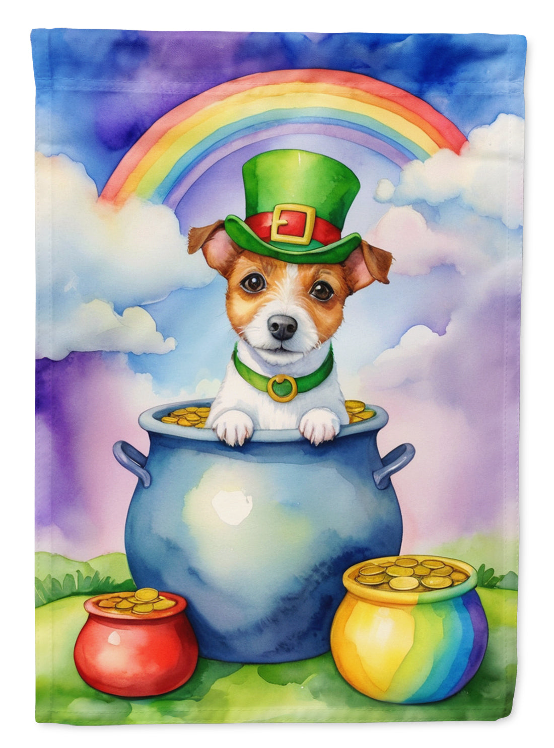 Jack Russell Terrier St Patrick's Day Garden Flag Mailbox Decorative Yard Banner Outside Patio Artwork for Flower Beds, Garden Size, Multicolor