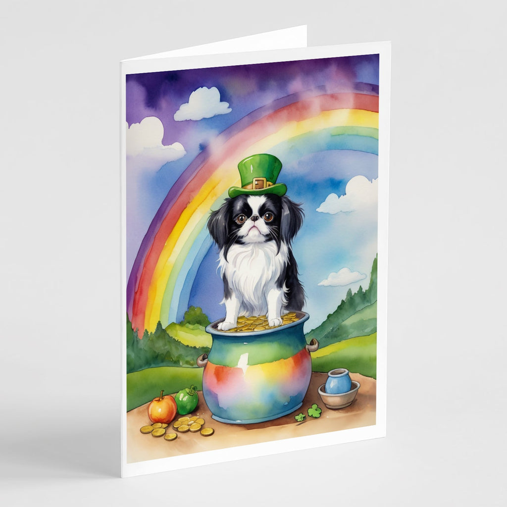Japanese Chin St Patrick's Day Greeting Cards Pack of 8 Blank Cards with Envelopes Whimsical A7 Size 5x7