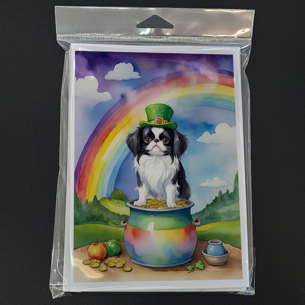 Japanese Chin St Patrick's Day Greeting Cards Pack of 8 Blank Cards with Envelopes Whimsical A7 Size 5x7