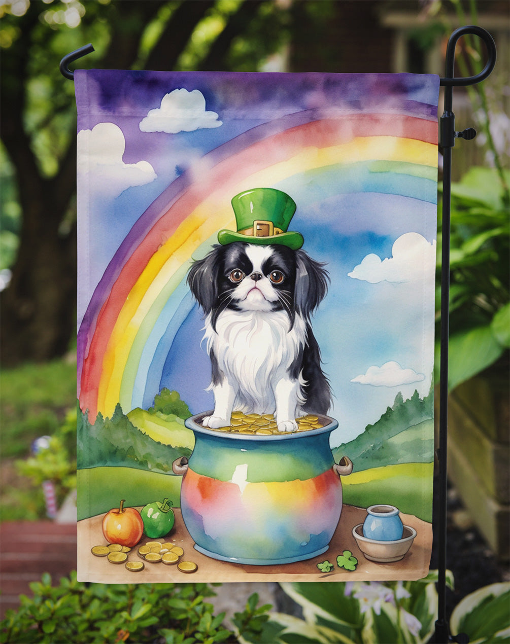 Japanese Chin St Patrick's Day Garden Flag Mailbox Decorative Yard Banner Outside Patio Artwork for Flower Beds, Garden Size, Multicolor