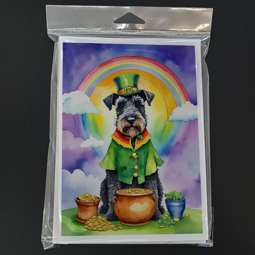 Kerry Blue Terrier St Patrick's Day Greeting Cards Pack of 8 Blank Cards with Envelopes Whimsical A7 Size 5x7