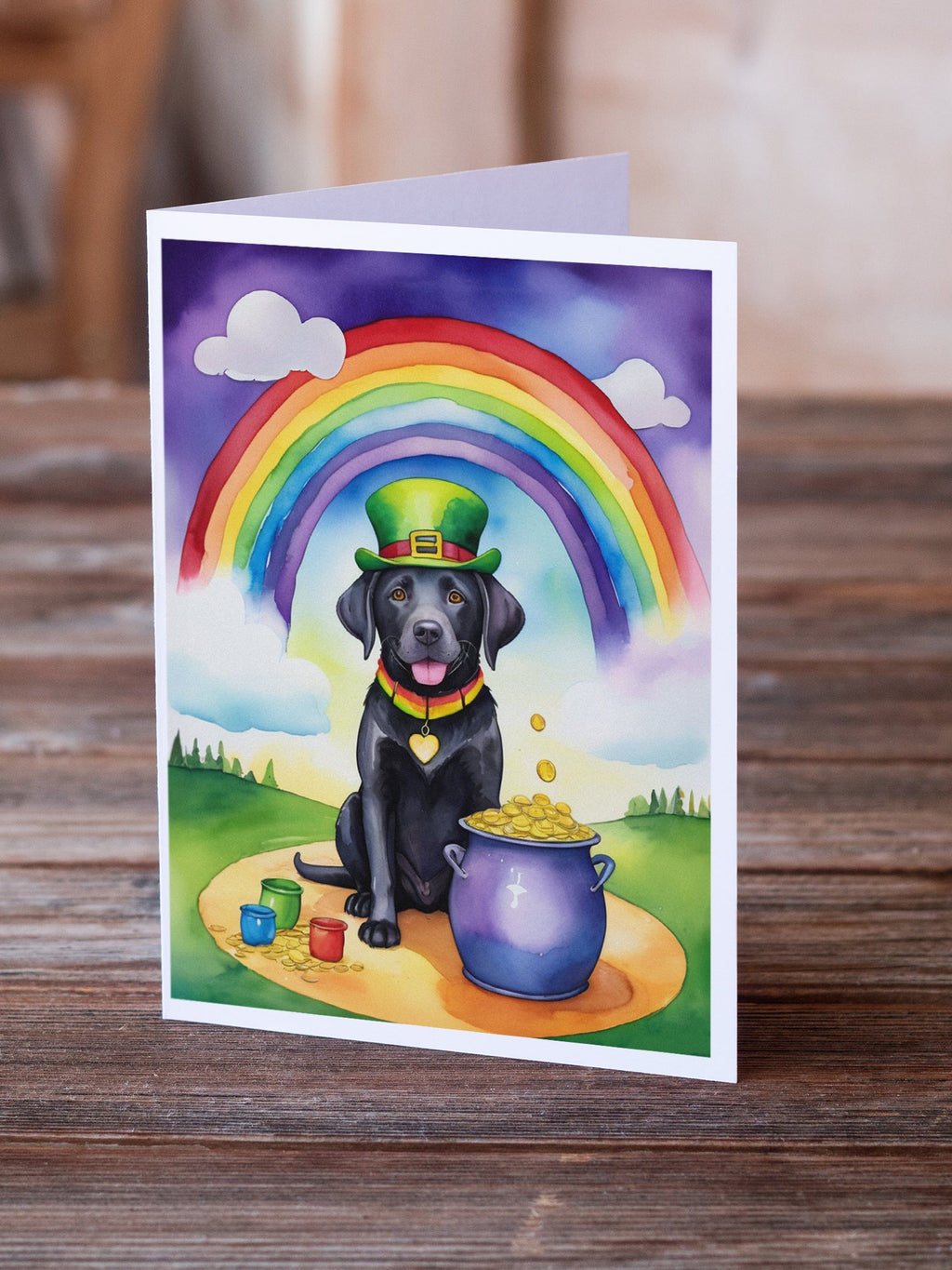 Labrador Retriever St Patrick's Day Greeting Cards Pack of 8 Blank Cards with Envelopes Whimsical A7 Size 5x7