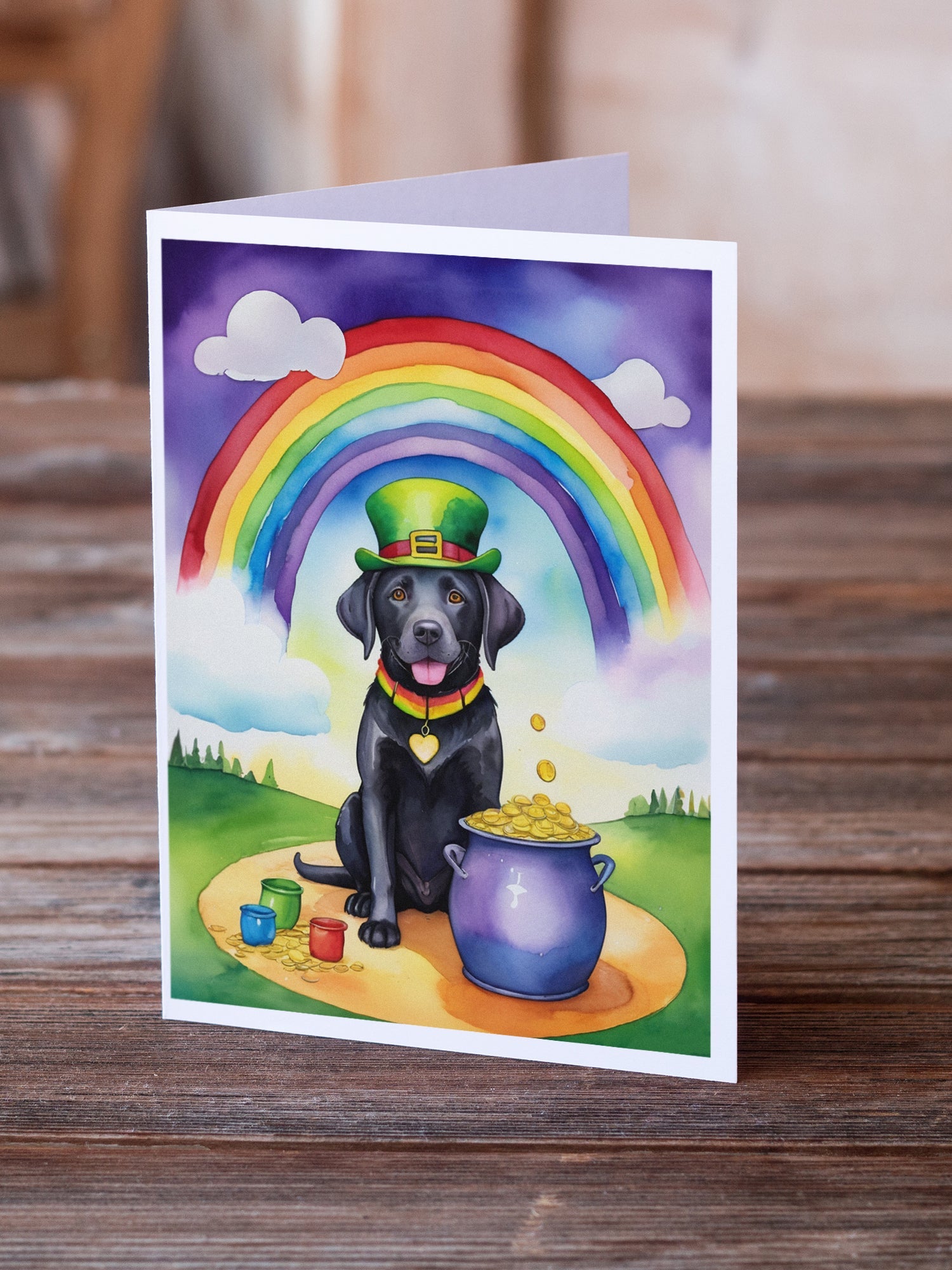 Labrador Retriever St Patrick's Day Greeting Cards Pack of 8 Blank Cards with Envelopes Whimsical A7 Size 5x7