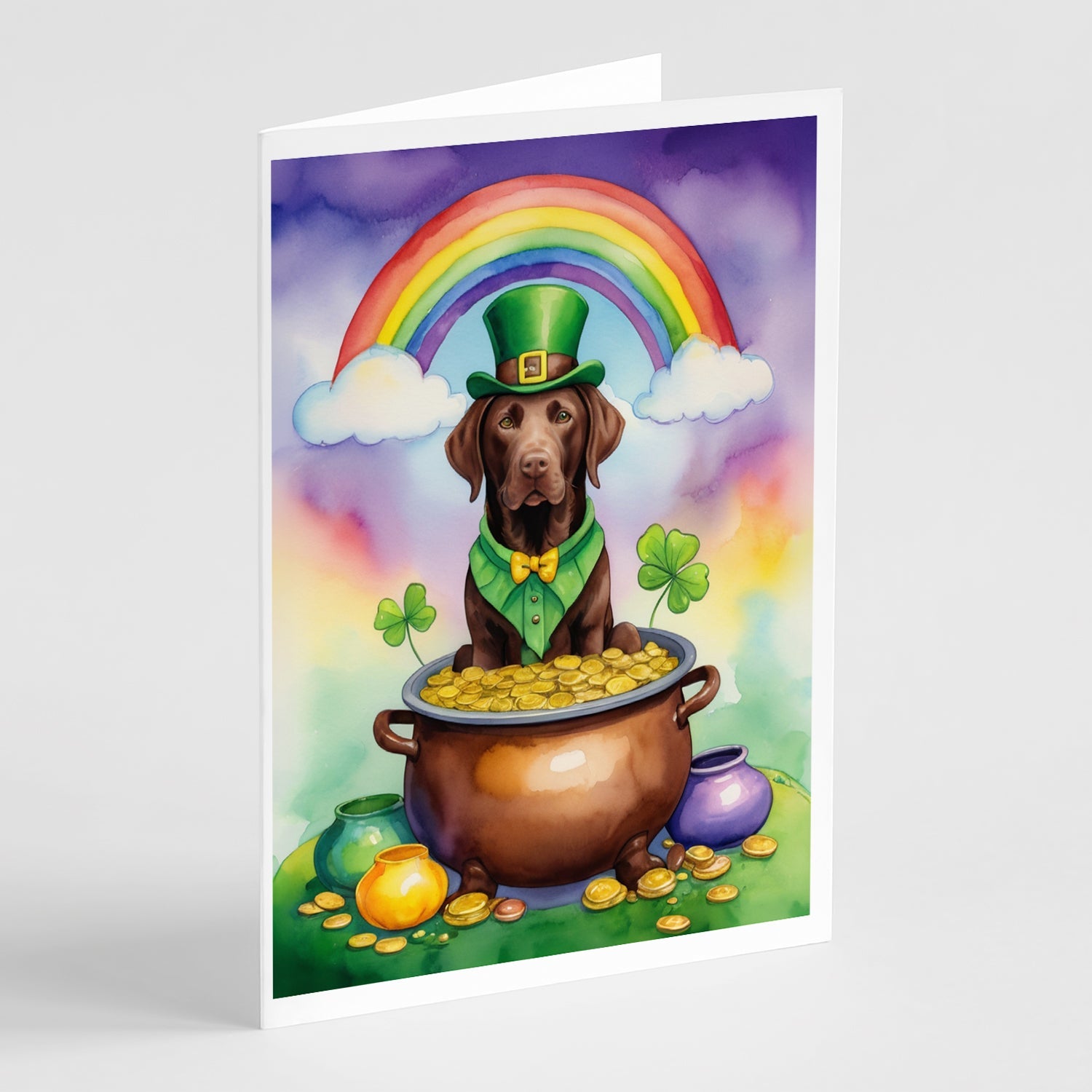 Labrador Retriever St Patrick's Day Greeting Cards Pack of 8 Blank Cards with Envelopes Whimsical A7 Size 5x7