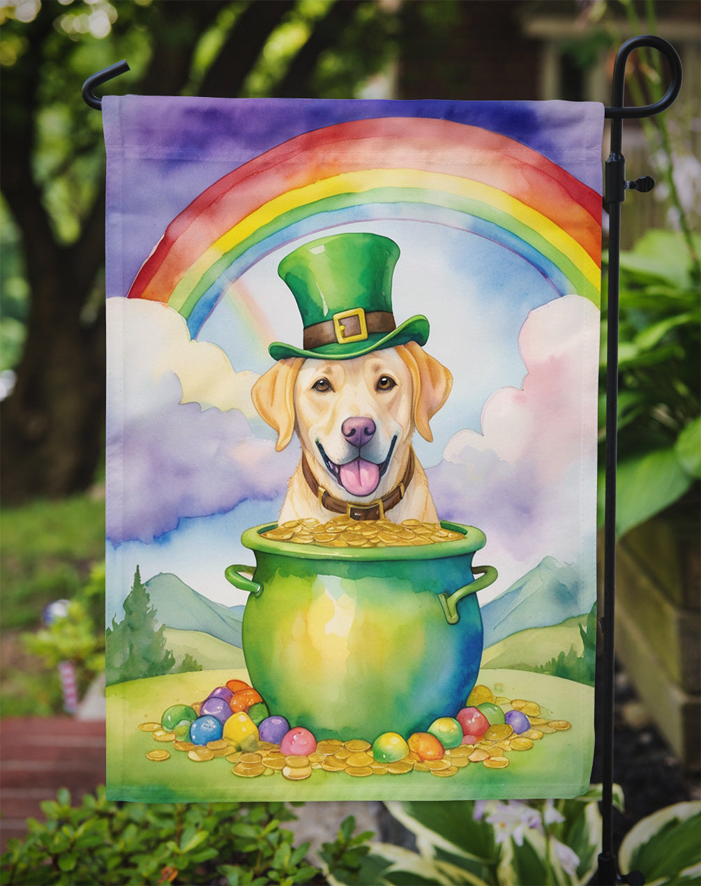 Labrador Retriever St Patrick's Day Garden Flag Mailbox Decorative Yard Banner Outside Patio Artwork for Flower Beds, Garden Size, Multicolor