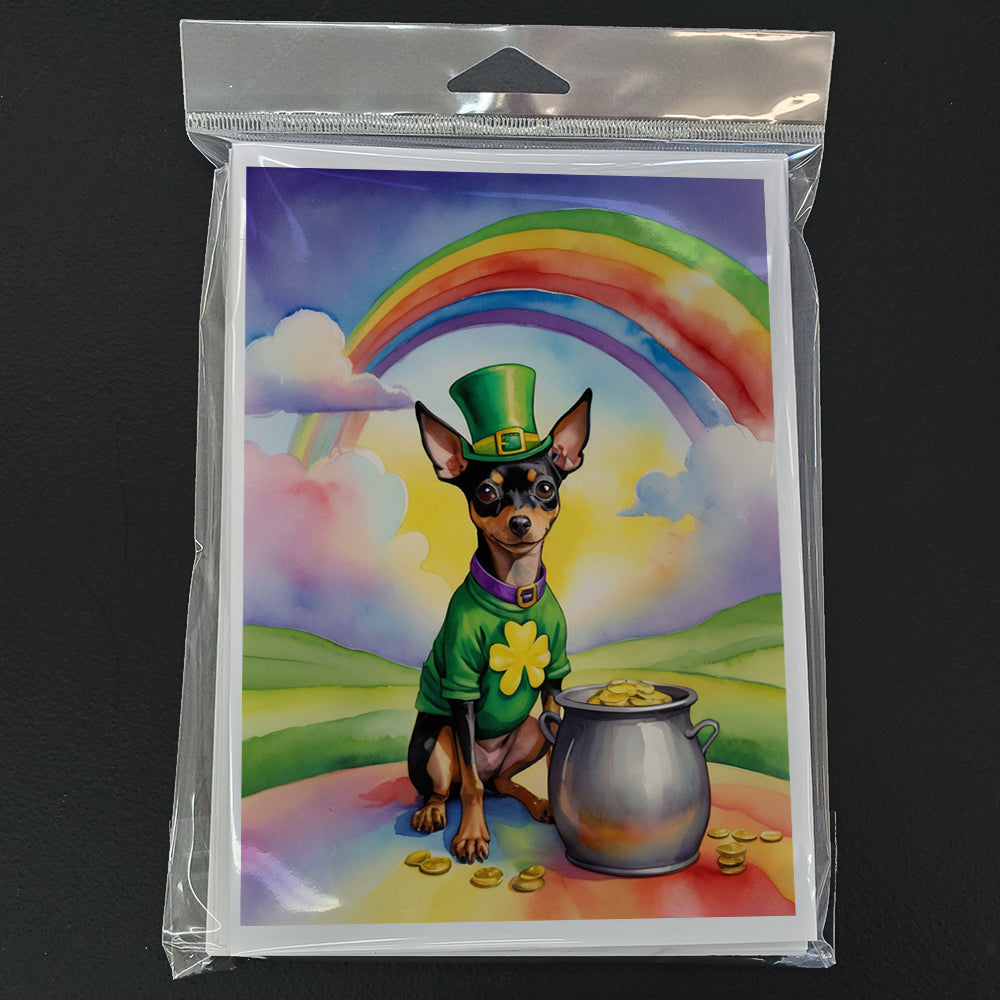 Miniature Pinscher St Patrick's Day Greeting Cards Pack of 8 Blank Cards with Envelopes Whimsical A7 Size 5x7
