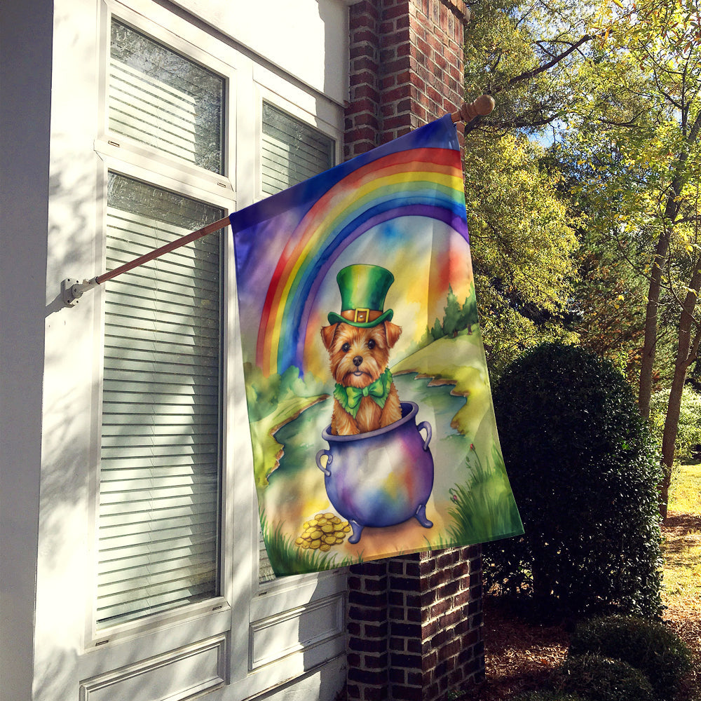 Norfolk Terrier St Patrick's Day House Flag 28x40 Porch Sleeve Pole Decorative Outside Yard Banner Artwork Wall Hanging, Polyester