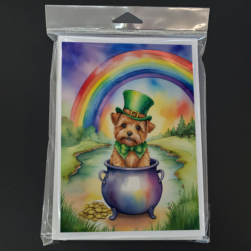Norfolk Terrier St Patrick's Day Greeting Cards Pack of 8 Blank Cards with Envelopes Whimsical A7 Size 5x7