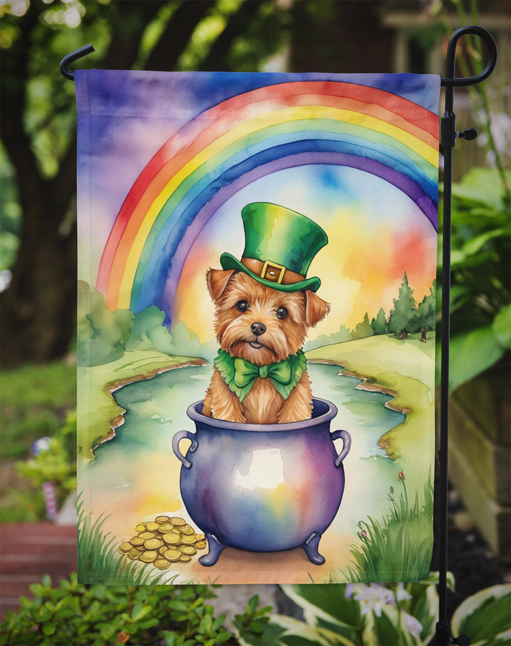 Norfolk Terrier St Patrick's Day Garden Flag Mailbox Decorative Yard Banner Outside Patio Artwork for Flower Beds, Garden Size, Multicolor
