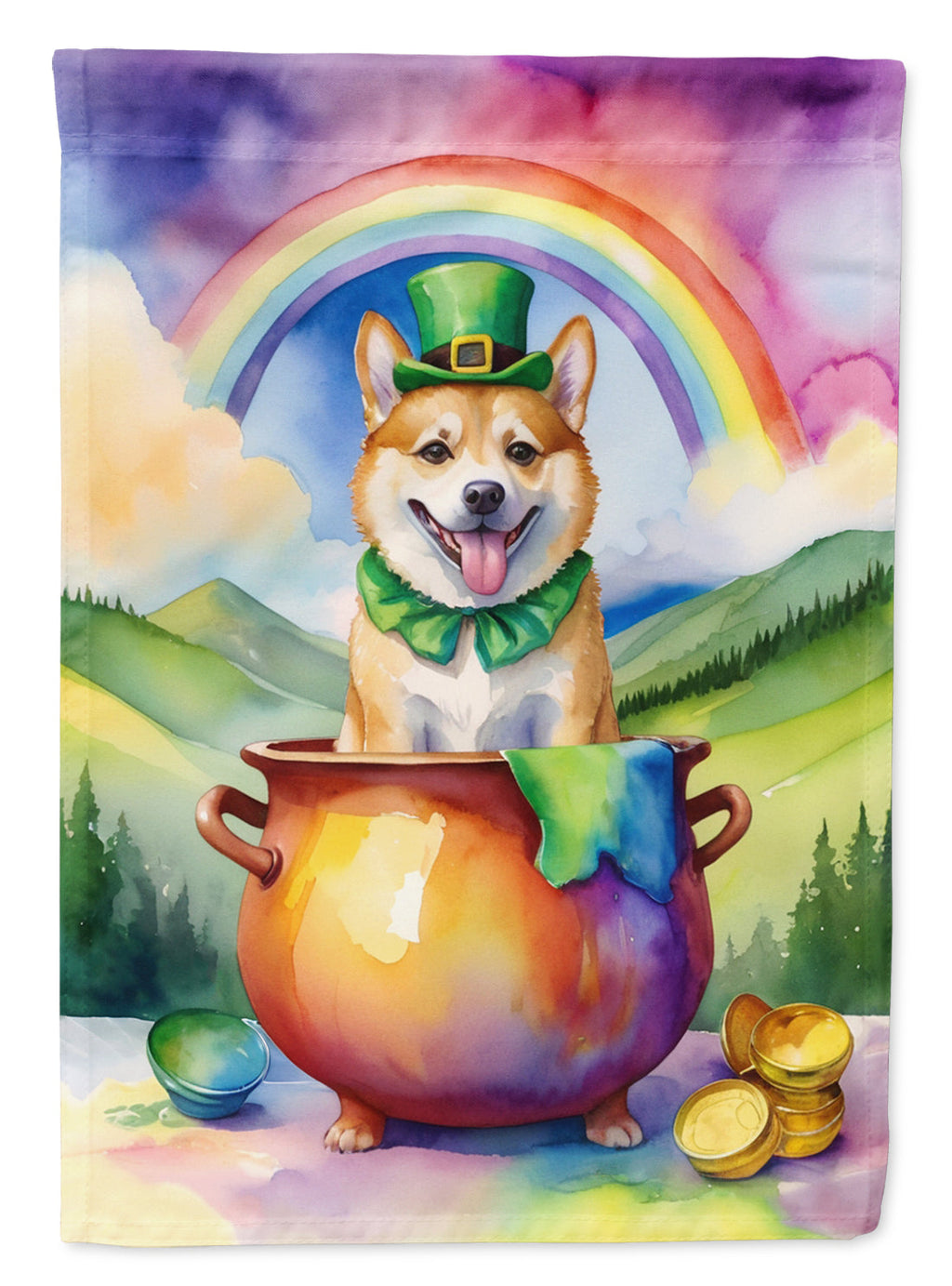 Norwegian Buhund St Patrick's Day Garden Flag Mailbox Decorative Yard Banner Outside Patio Artwork for Flower Beds, Garden Size, Multicolor