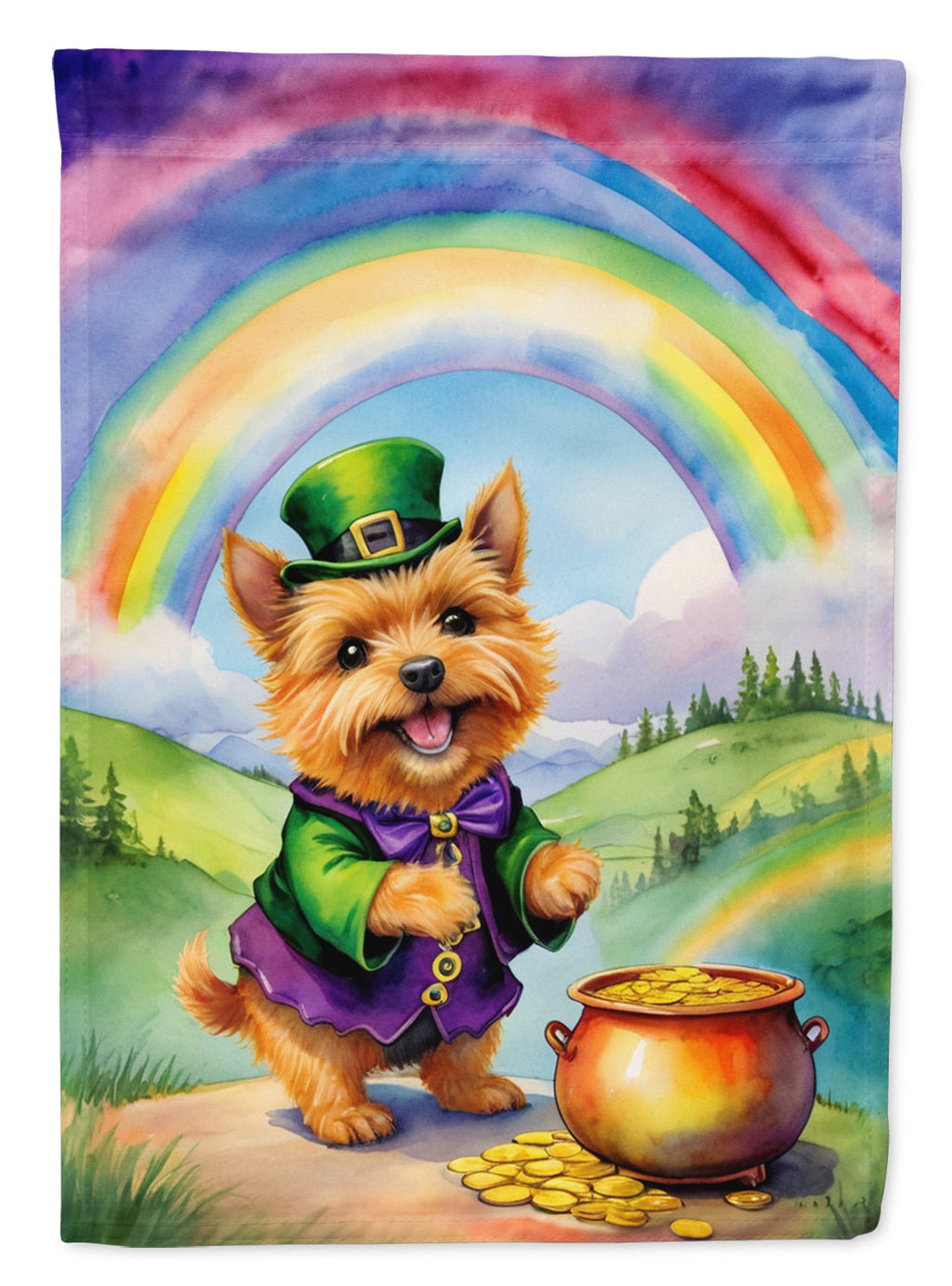 Norwich Terrier St Patrick's Day House Flag 28x40 Porch Sleeve Pole Decorative Outside Yard Banner Artwork Wall Hanging, Polyester