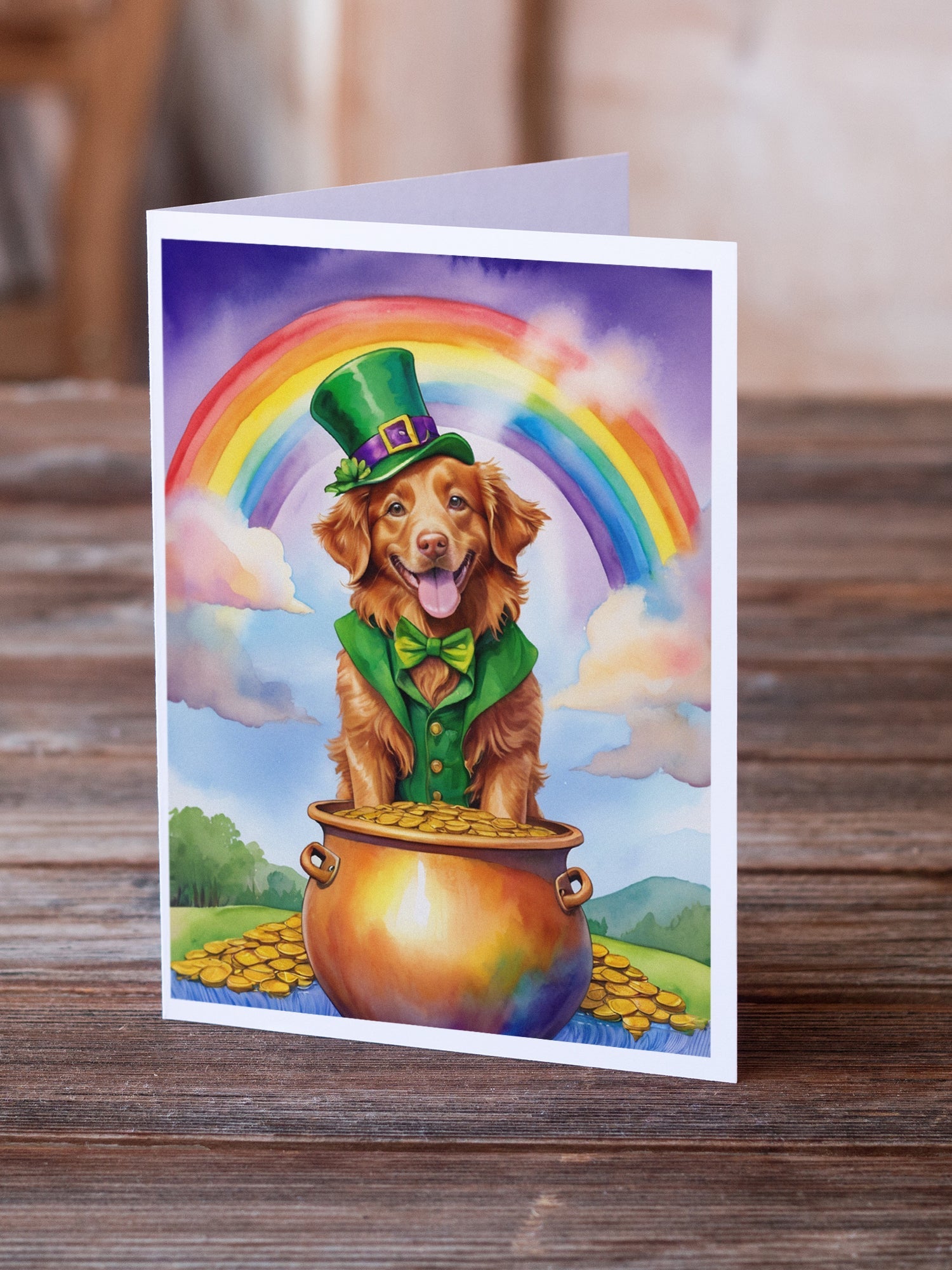 Nova Scotia Duck Tolling Retriever St Patrick's Day Greeting Cards Pack of 8 Blank Cards with Envelopes Whimsical A7 Size 5x7