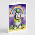 Old English Sheepdog St Patrick's Day Greeting Cards Pack of 8 Blank Cards with Envelopes Whimsical A7 Size 5x7