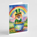 Pomeranian St Patrick's Day Greeting Cards Pack of 8 Blank Cards with Envelopes Whimsical A7 Size 5x7