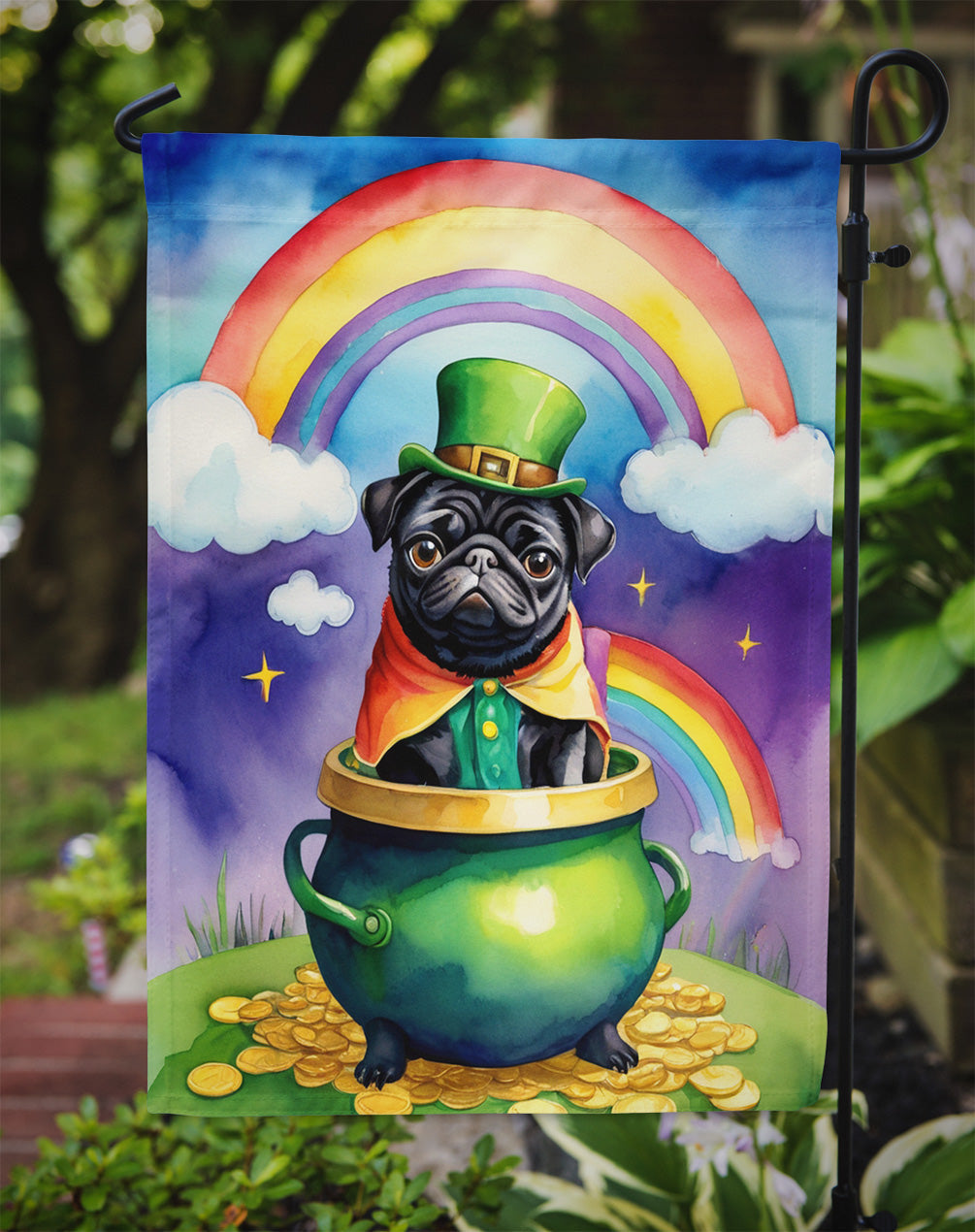 Pug St Patrick's Day Garden Flag Mailbox Decorative Yard Banner Outside Patio Artwork for Flower Beds, Garden Size, Multicolor